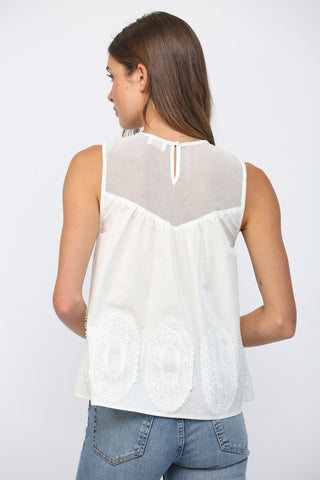 Mesh Applique Sleeveless Top