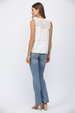 Mesh Applique Sleeveless Top