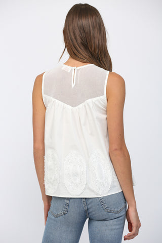 Mesh Applique Sleeveless Top