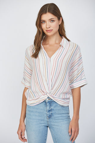 Front Twist Collar Blouse