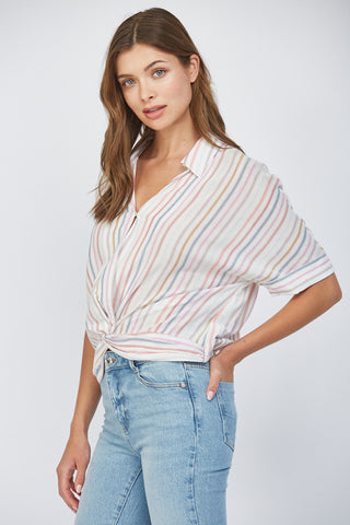 Front Twist Collar Blouse