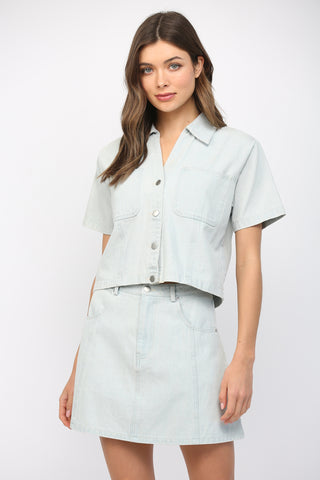 Light Denim Button Up Top