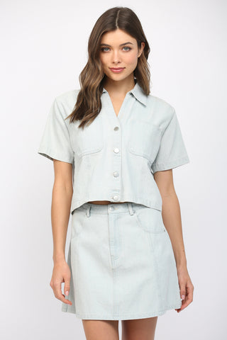 Light Denim Button Up Top