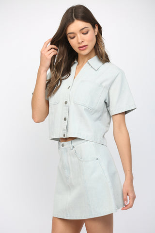 Light Denim Button Up Top