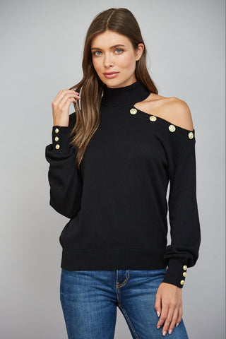 Asymmetrical Turtleneck Sweater