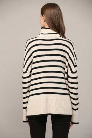 Taupe and Black Stripe Sweater