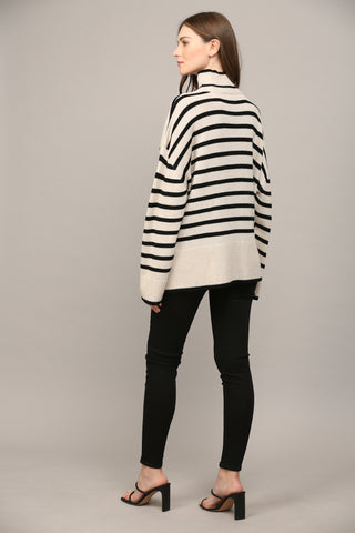 Taupe and Black Stripe Sweater