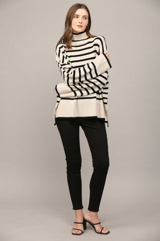 Taupe and Black Stripe Sweater