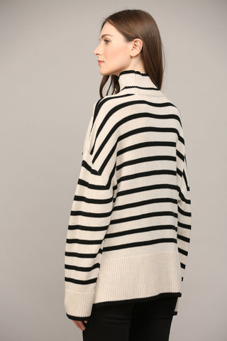 Taupe and Black Stripe Sweater