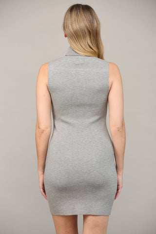 Gray Sleeveless Sweater Dress