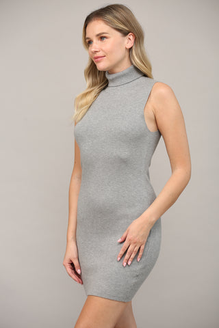 Gray Sleeveless Sweater Dress