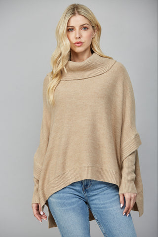 Camel Oversized Turtleneck Sweater