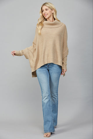 Camel Oversized Turtleneck Sweater