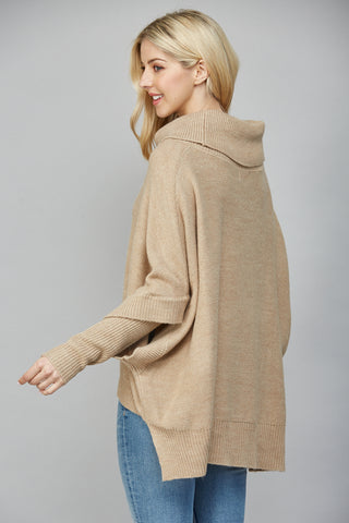 Camel Oversized Turtleneck Sweater