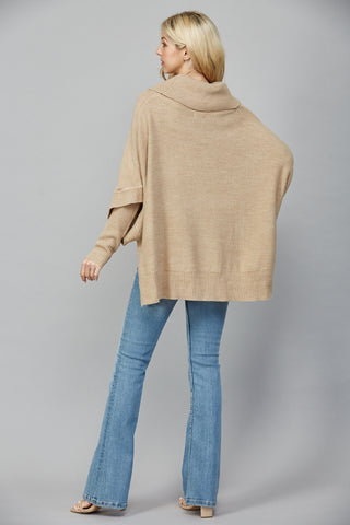 Camel Oversized Turtleneck Sweater