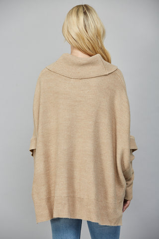 Camel Oversized Turtleneck Sweater