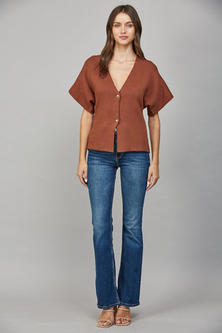 Brown Front Button Cardigan