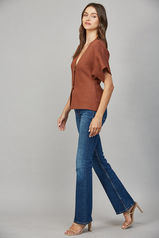 Brown Front Button Cardigan
