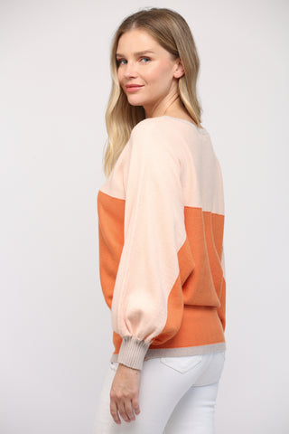 Orange Color Block Sweater