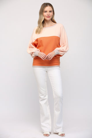 Orange Color Block Sweater