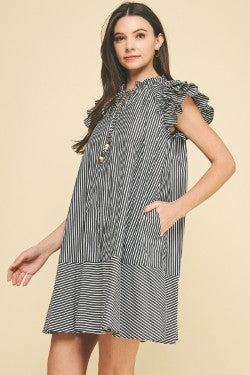 Black Ruffle Sleeve Dress