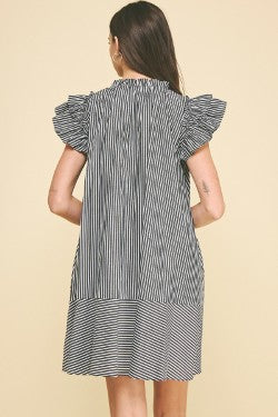 Black Ruffle Sleeve Dress