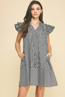 Black Ruffle Sleeve Dress