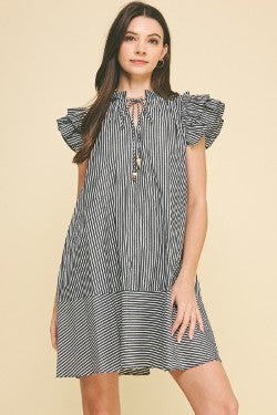 Black Ruffle Sleeve Dress