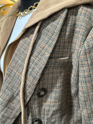 Attached Hoodie Detail Twofer Blazer