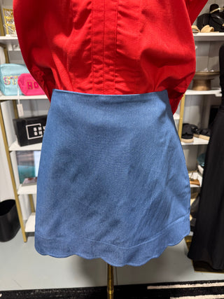Scallop Denim Skirt