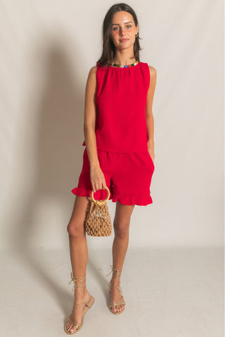 3-Ply Cotton Gauze Ruffle Short
