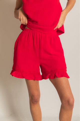 3-Ply Cotton Gauze Ruffle Short