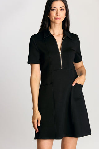 P. CILL Butter Modal Quarter Zip Short Sleeve Dress