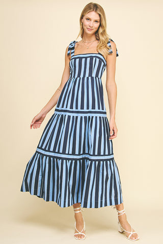 Stripe Tiered Maxi Dress