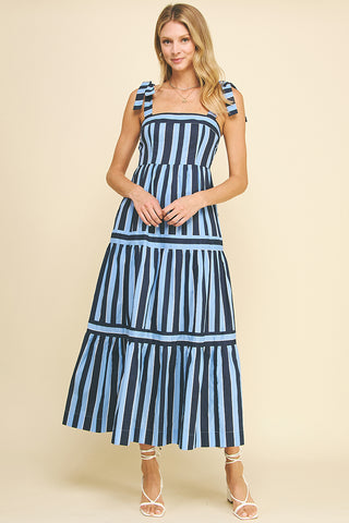 Stripe Tiered Maxi Dress