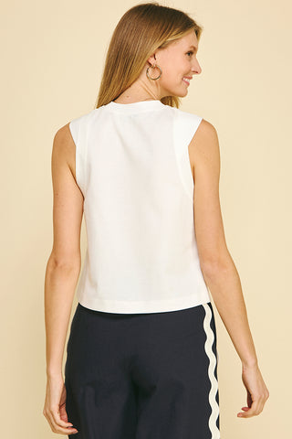 White Overlapped Sleeve Detailed Top