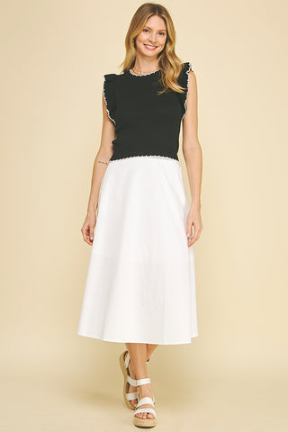 Embroidered Short Sleeve Sweater Top