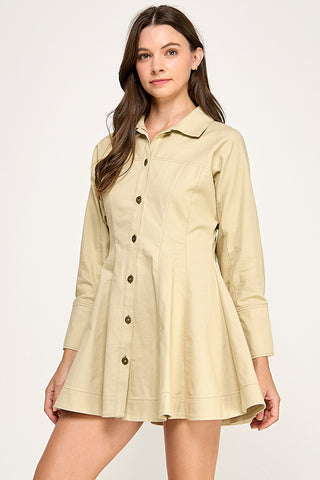 Twill Button Down Mini Dress