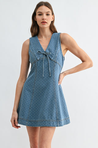 Denim Polka Dot Mini Dress
