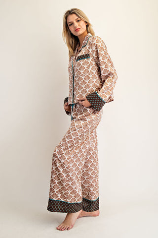 Cocoa Milk Button Down Lounge Set