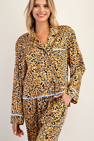 Leopard Button Down Lounge Set