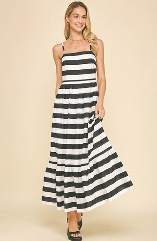 Black and White Stripe Maxi Dress