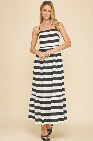 Black and White Stripe Maxi Dress