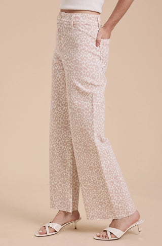 Mauve Leopard Print Wide Leg Jean