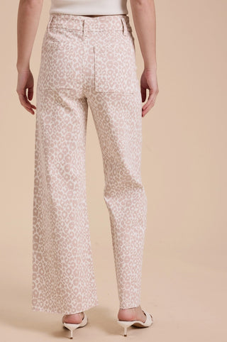 Mauve Leopard Print Wide Leg Jean