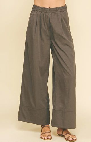 Charcoal Brown Wide Leg Trouser
