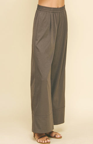 Charcoal Brown Wide Leg Trouser