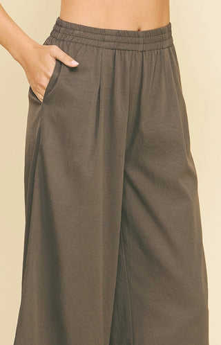 Charcoal Brown Wide Leg Trouser