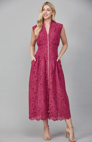 Merlot Lace Midi Dress