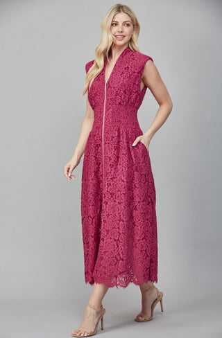 Merlot Lace Midi Dress
